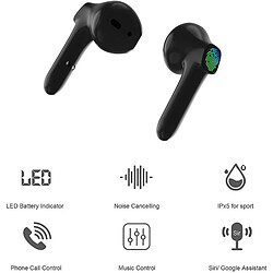 Avis Chrono Casque Bluetooth, casque sans fil avec son stéréo, casque Bluetooth 5.0, écouteurs intra-auriculaires sans fil avec microphone et mini étui de chargement portable(noir)