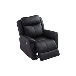 Vente-Unique Fauteuil relax électrique en cuir de vachette noir NOMAJO pas cher