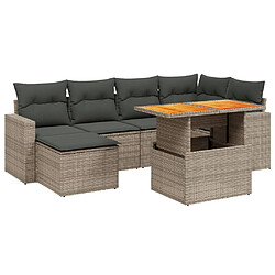 vidaXL Salon de jardin avec coussins 7 pcs gris résine tressée