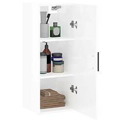 Maison Chic Armoire murale,Meuble de Rangement,Armoire Suspendue blanc brillant 34,5x34x90 cm -MN42217 pas cher