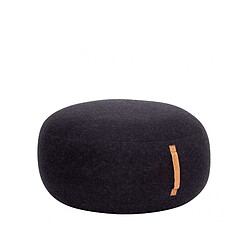 Wadiga Pouf Design Rond Gris Foncé en Laine Bouillie