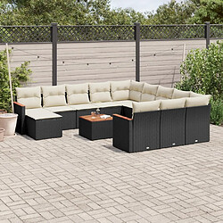 Maison Chic Salon de jardin avec coussins 13 pcs, Ensemble Tables et chaises de jardin, noir résine tressée -GKD605752