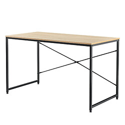 Helloshop26 Bureau poste de travail ordinateur table MDF 120 cm beige et noir 03_0003511