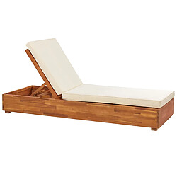 Beliani Chaise longue avec coussin Bois Bois clair FANANO 