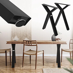 ML DESIGN MODERN LIVING 2 Pieds de table acier type X industiel piètement de meuble DIY noir 50x8x72 cm