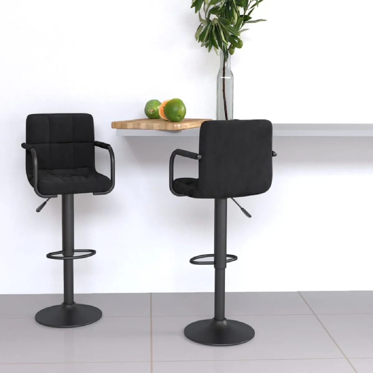 vidaXL Tabourets de bar lot de 2 noir velours 