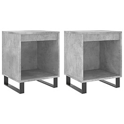 Maison Chic Lot de 2 Tables de chevet,Table de nuit,Table d'appoint pour salon gris béton 40x35x50 cm bois d’ingénierie -MN58666