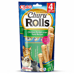 INABA Churu Rolls Chicken recipe wraps Tuna recipe - Friandise pour chat - 4x10 g