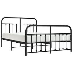 Avis Maison Chic Lit adulte - Lit simple Cadre de lit métal avec tête de lit/pied de lit,Structure du lit Contemporain pour chambre noir 135x190 cm -MN40408