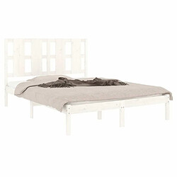 Avis Maison Chic Lit Moderne Chambre - Cadre/structure de lit pour adulte Blanc Bois massif 120x190 cm Petit Double -MN37065