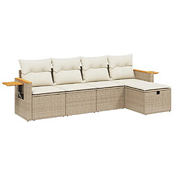 vidaXL Salon de jardin avec coussins 5 pcs beige résine tressée 