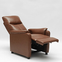 Produceshop Fauteuil relax inclinable avec repose-pieds en similcuir Giulia, Couleur: Marron pas cher