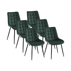 Vente-Unique Lot de 6 chaises matelassées - Velours et métal noir - Vert - OLLUA 