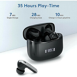 Avis Chrono Casque Bluetooth dans l'oreille, Casque Bluetooth 5.0 avec microphone, 35 heures de temps de jeu, IPX7 étanche, Casque stéréo HiFi sans fil pour le travail, l'étude, l'entraînement, le jogging(noir)