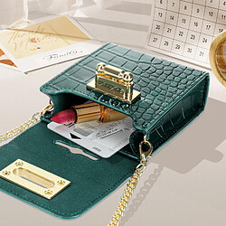 Avizar Pochette Bandoulière Dark Green Croco pour tout Smartphone Flip pas cher