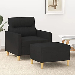 vidaXL Fauteuil avec repose-pied Noir 60 cm Tissu 