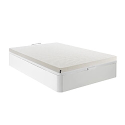 Vente-Unique Ensemble 140 x 190 cm sommier coffre blanc + matelas mousse déhoussable ép.9cm - OCHI de YSMÉE