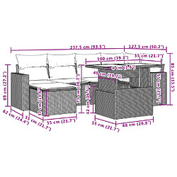 vidaXL Salon de jardin avec coussins 7 pcs marron résine tressée pas cher