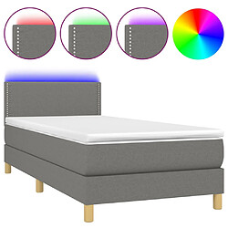 vidaXL Sommier à lattes de lit et matelas et LED Gris foncé 100x200 cm