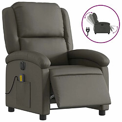 Maison Chic Fauteuil Relax pour salon, Fauteuil inclinable électrique gris cuir véritable -GKD85886