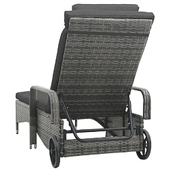 Acheter Helloshop26 Transat chaise longue bain de soleil lit de jardin terrasse meuble d'extérieur 198 cm avec roues résine tressée anthracite 02_0012596