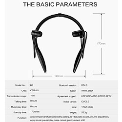 Wewoo Casque Bluetooth Sport blanc pour iPhone et Android smartphone ou Autres Périphériques Audio Bluetooth, Multi-point Appels Mains Libres, Distance: 10m Haute Qualité Stéréo HiFi Sans Fil Neck 4.1 Ecouteurs In-Ear avec Microphone, pas cher