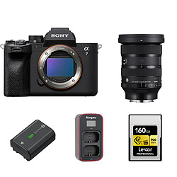 Sony A7 IV Boîtier +Sigma 24-70mm f/2.8 DG DN Art Lens for Sony E+ Sony NP-FZ100 + Kingma Sony NP-FZ100 LCD Dual USB charger + LCAGOLD160G-RNENC 