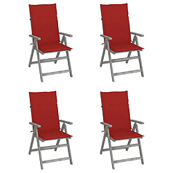 Maison Chic Lot de 4 Chaises inclinables de jardin - Fauteuil d'extérieur avec coussins Bois d'acacia -MN51219