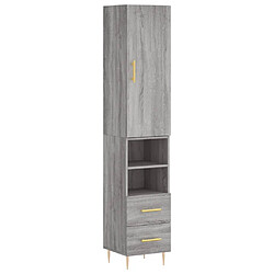 Maison Chic Buffet,Meuble de Rangement,commode pour salon,Cuisine Sonoma gris 34,5x34x180 cm Bois d'ingénierie -MN70059