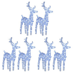 vidaXL Rennes de Noël 6 pcs 240 LED Blanc froid Acrylique