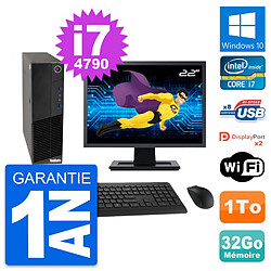 PC Lenovo M83 SFF Ecran 22" Core i7-4790 RAM 32Go Disque Dur 1To Windows 10 Wifi - Occasion