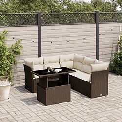 vidaXL Salon de jardin avec coussins 6 pcs marron résine tressée 