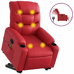 Maison Chic Fauteuil Relax pour salon, Fauteuil inclinable de massage électrique rouge similicuir -GKD70948