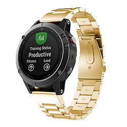 Wewoo Bracelet pour montre connectée Garmin Fenix 5 de en acier inoxydable à trois perles métaltaille 22 mm doré 