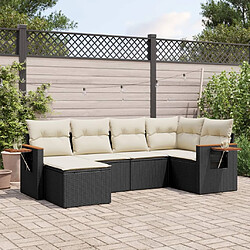 vidaXL Salon de jardin 6 pcs avec coussins noir résine tressée 