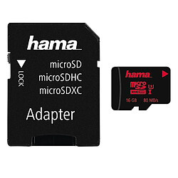 Hama Carte microSDHC 16GB UHS Speed Class 3 UHS-I 80MB/s + adapat./photo