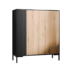 Bestmobilier Cambridge - buffet haut - bois et noir - 129 cm Cambridge - buffet haut - bois et noir - 129 cm - Bois / Noir