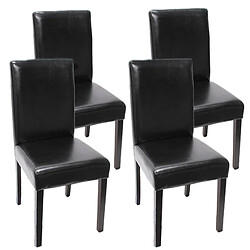 Mendler Lot de 4 chaises de séjour Littau, cuir reconstitué, noir, pieds foncés