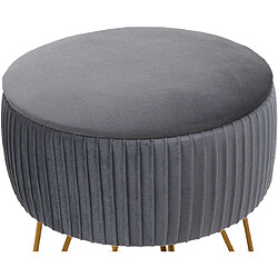 Avis Decoshop26 Tabouret avec compartiment de rangement Ø 33cm aspect velours gris clair cadre or TABO04012