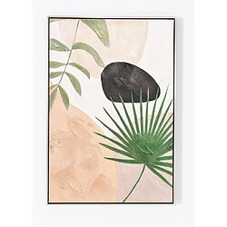 Pegane Ensemble 3 tableaux peinture à l'huile sur toile, peinte avec cadre en bois noir - Longueur 120 x Profondeur 3.5 x Hauteur 90 cm