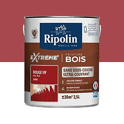 RIPOLIN Peinture pour pour Bois Interieur + Exterieur - Rouge Vif Ral 3031 Satin, 2,5L