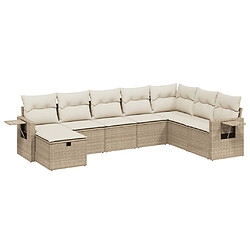 vidaXL Salon de jardin avec coussins 8 pcs beige résine tressée