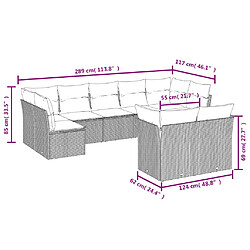 Acheter vidaXL Salon de jardin avec coussins 9 pcs marron résine tressée