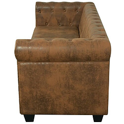 Acheter Maison Chic Canapé Chesterfield 3 places, Canapé droit pour salon, Sofa Relax cuir artificiel marron -GKD828566