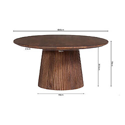 Mes Table basse ronde 80x80x38 cm en manguier marron - MAGUEL pas cher