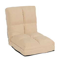 Mendler Fauteuil de sol HWC-N45, fauteuil-lit pliable Fauteuil fonctionnel, fonction sommeil pliable cadre acier velours ~ beige pas cher