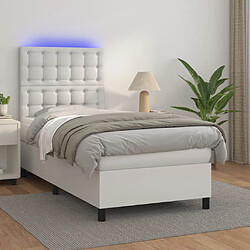 vidaXL Sommier à lattes de lit avec matelas et LED Blanc 100x200 cm 