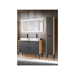 Ac-Deco Ensemble meuble sous-vasque + Vasques à poser + Miroir LED - 120 cm - Madera Grey