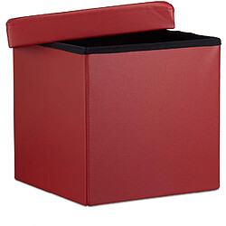 Helloshop26 Tabouret pouf banquette pliant meuble de rangement stable synthétique 38 cm bordeaux 13_0002806_2