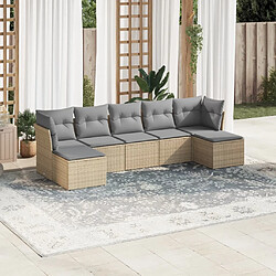 vidaXL Salon de jardin avec coussins 7 pcs beige résine tressée 